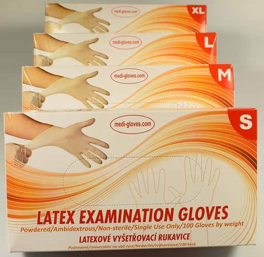 Latexové rukavice - pudrované